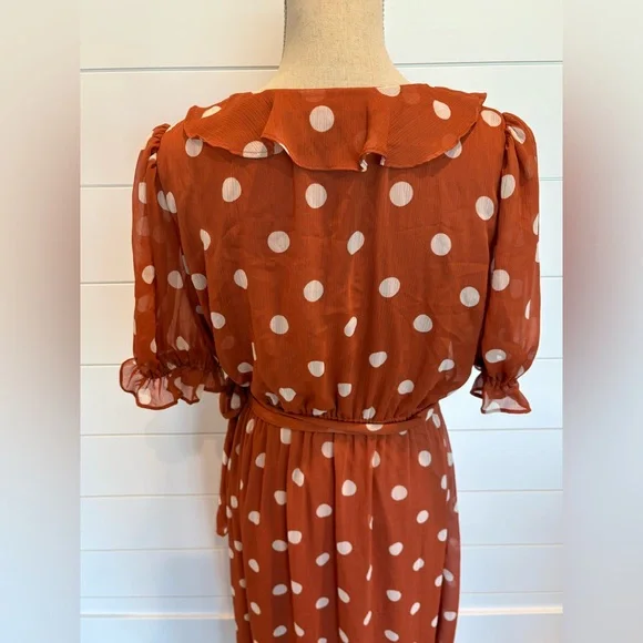 Women’s LC Lauren Conrad Polka Dot Ruffle Faux Wrap Dress SOLD On EBAY - Picture 6 of 12